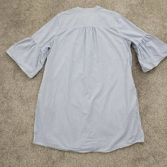 GAP Ladies Blue & White Striped Shirt Dress XXL- with Bell Sleeves - Picture 6 of 12